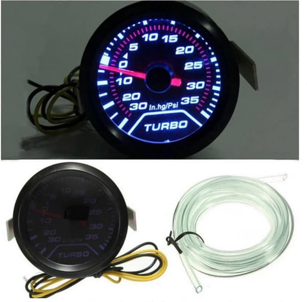 52mm 2\" Bil Turbo Boost Tryk Pointer Måler Dials Led Vakuum Røget Fac