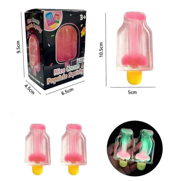 Is Squeeze Squishy, Is Squeeze Legetøj Glød i Mørket, Langsom Stigning Sommer Sensorisk Fidget Legetøj til Stress- og Angstdæmpning, Feriefest Fav 2PCS