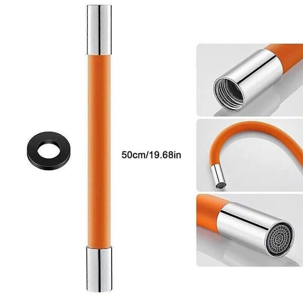 Universell Skumförlängningspip för Badrumsduschblandare - Vit Orange 50cm