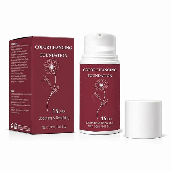 Fargeendrende foundation med SPF15, 30 ml beroligende og reparerende sminkebase