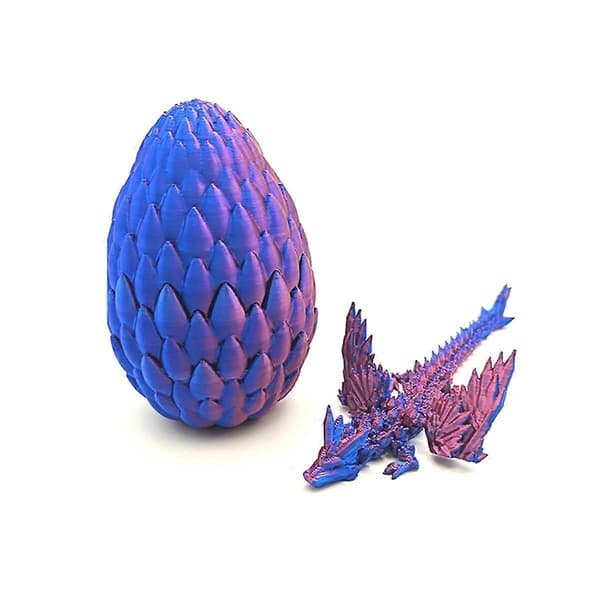 3D-printet drageegg Drageegg med drage inni Krystalldrager med egg Fullt artikulert Flexi