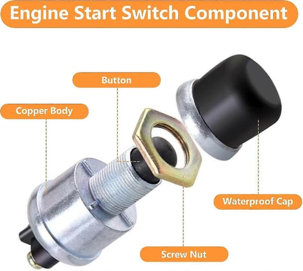 2 stk Horn Motor Startbryter Spst Vanntett Trykknapp Starter 50a 12v