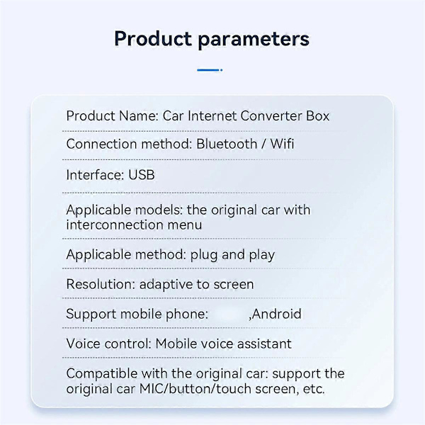 2 i 1 trådløs Carplay-adapter til IOS/Android Auto Smart Box Plug and Play til