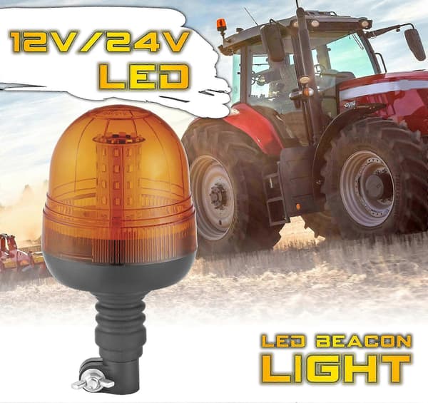 LED Roterende Lys Oransje Med Magnetfot, Blinklys