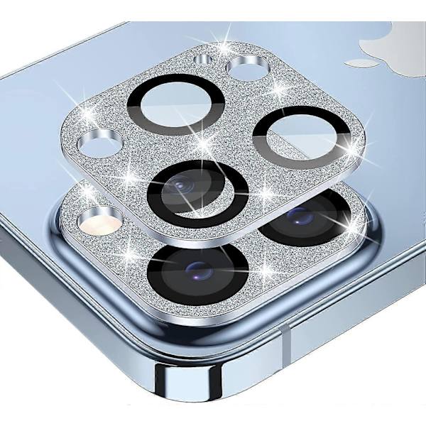 Iphone 13 Pro - Iphone 13 Pro Max Kameralinsskydd - Blått Glitter