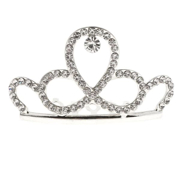 Mini Rhinestone Drop Crown Tiara Bryllupsbanket Hår Smykker Sølv