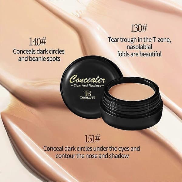 Concealer Full Coverage, 3 nyanser krämconcealer för mogen hud, täcker mörka ringar, ärr och fläckar, naturlig matt finish foundation för ansiktsmakeup 140