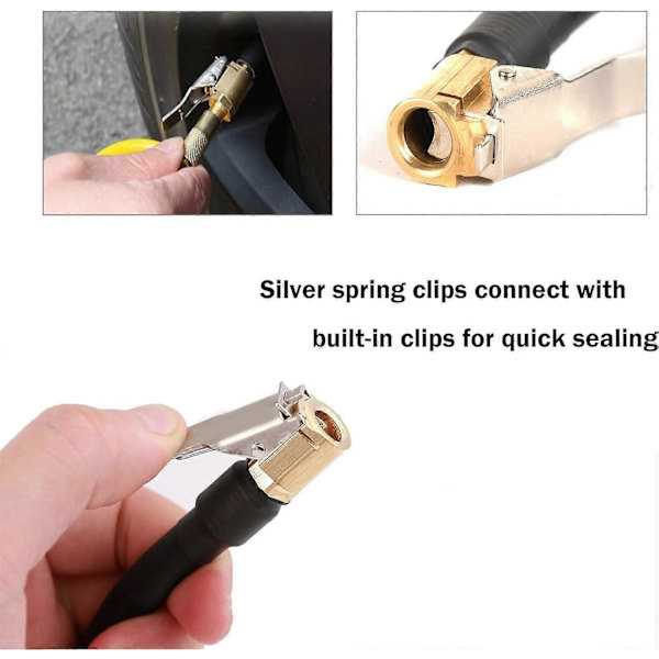 2-delt bildækventiladapter, 8 mm messingtip pumpeinflationsventilklips klemmeadapter