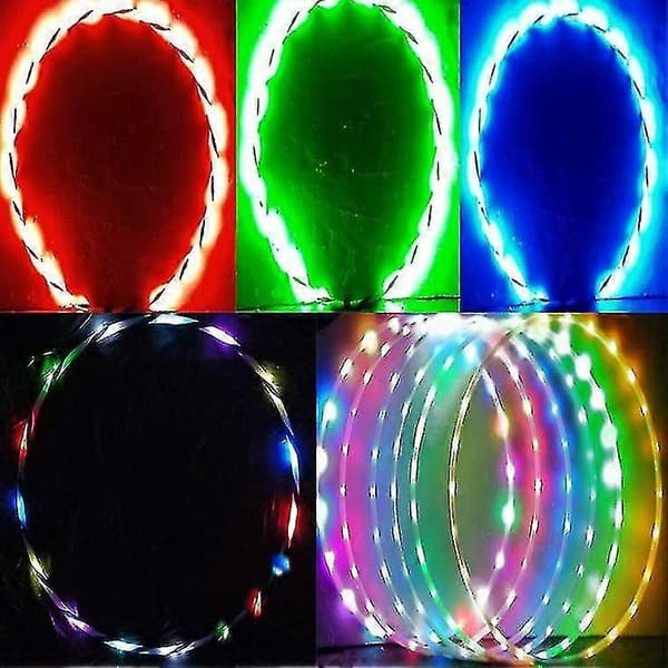 LED Farverig Hula Hoop, lysskiftende hoop lysende LED hoops til børn og voksne