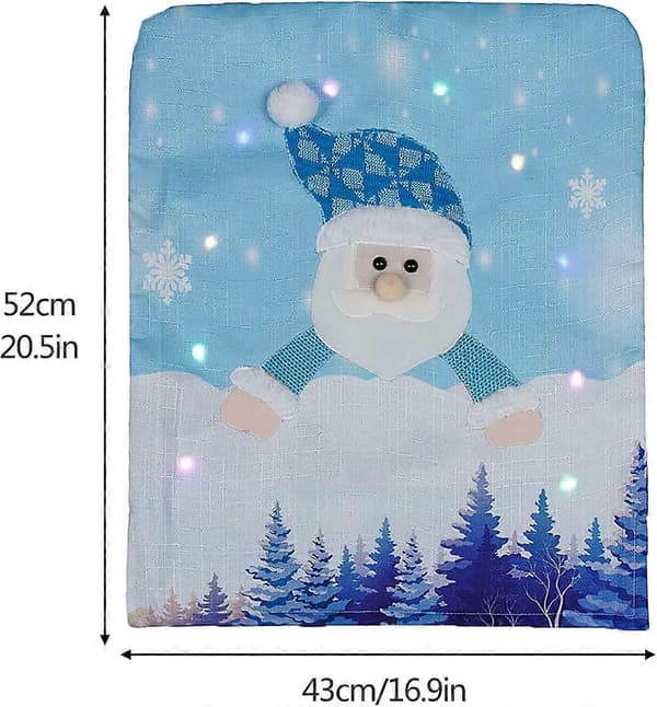 LED-lampor Julstolsöverdrag Set om 2, Snögubbe Stolskydd