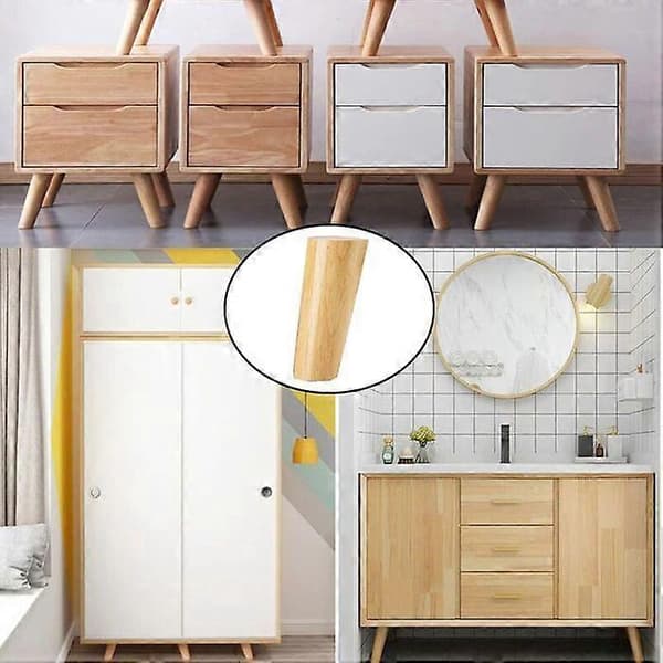 4 st möbelben i trä, ersättningssoffben sned design trä sängben bordsben möbelben