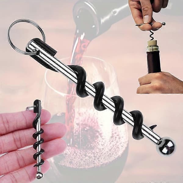 Lomme Mini Proptrækker Nøglering Rustfrit Stål Proptrækker Nøglering til Camping Rejser 3pcs