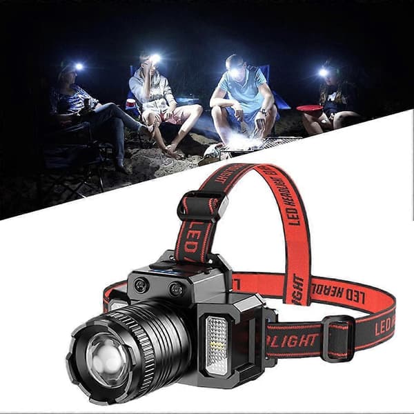 Oppladbar LED-hodelykt Justerbar Zoom Hodelykt USB