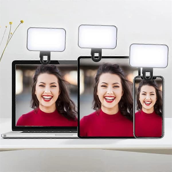 1/2 stk Selfie LED-lysringblitsklips oppladbart kamera for telefon og iPhone-nettbrett 1pc