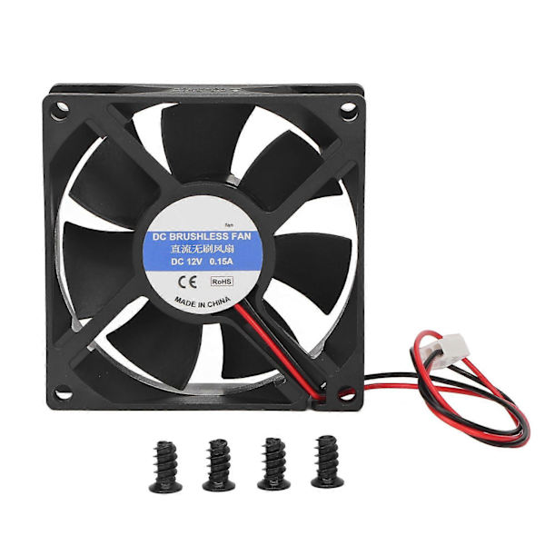 CPU 80mm Stille 3-bens stik Sort ABS Nem installation PC køleventilator til computerkabinet