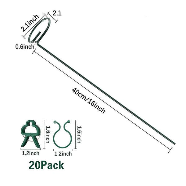 6-pack 40 cm växtstöd, trädgårdsväxtstöd, enkelstammigt växtstöd för amaryllis, orkidé
