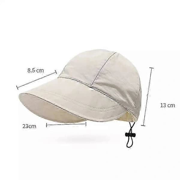 Dam Sommar Bredbrättad Vikbar Solhatt, Utomhus UV-skydd Strandhatt, Khaki