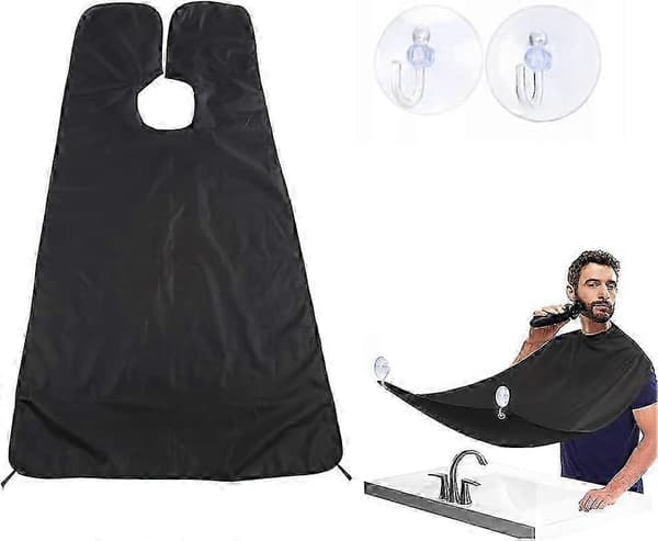 Skäggförkläde med 2 sugkoppar för ett rent badrum - vitt black
