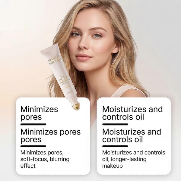 Instant Smooth Line Smoother Primer til Ansigt, 15g Poreminimerende & Oliekontrollerende Makeupbase til Langtidsholdbar Foundation 2PCS