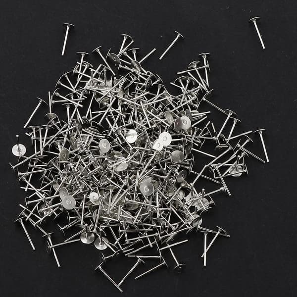2xEngros Blank Øreringe Pin Post Stud Findings DIY 300 stk Flad Post Sølv
