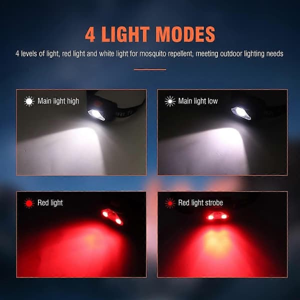 LED-pandelygte - pandelampe rødt lys AAA-batteri super lys 4 tilstande