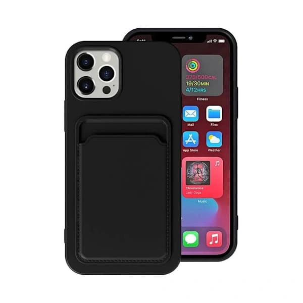 iPhone 13 Silikonecover med Kortplads – Sort
