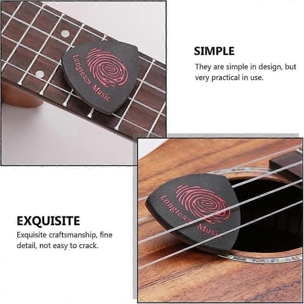 Læderplektre til ukulele, guitar, bas, tommelfinger- og fingerplektre til akustisk guitar, banjo, ukulele, sort