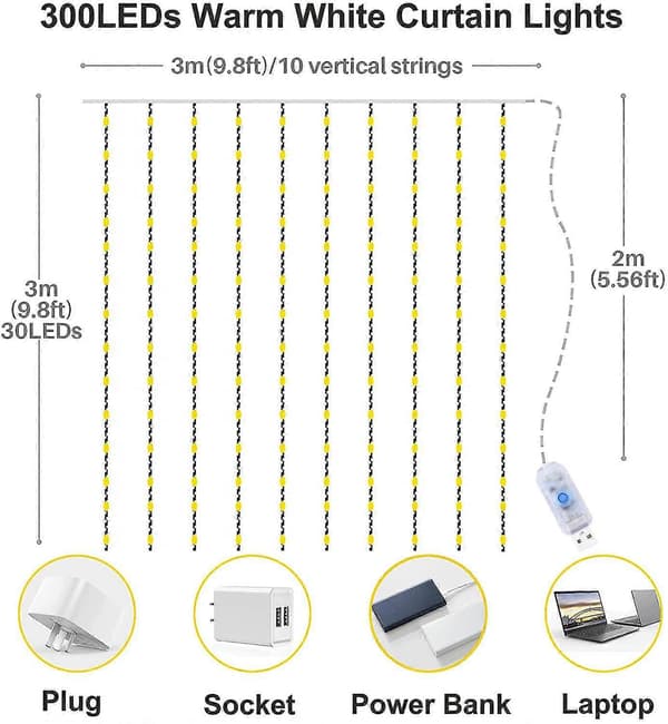 LED-valoverho, USB-valoketjuverho moniväriset ikkunavalot