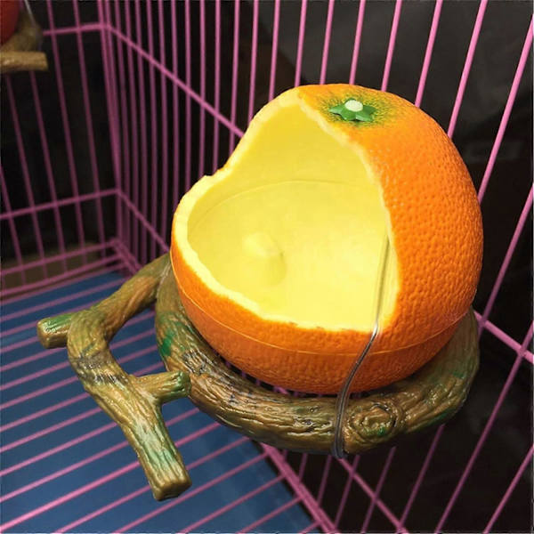 Fuglefoderhus Frugtform med plastikklipholder Stor kapacitet Fuglefoderhus Kreativitet Fuglefoderhus til haveplæne terrasse udendørs, orange