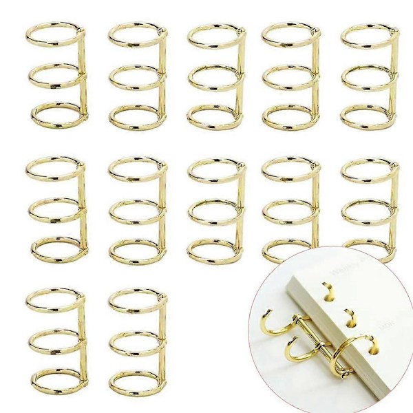 12 stk. 3-rings bogringe, bladbindere, kontorbogringe, snap-split hængslede 20 mm indvendig diameter bog