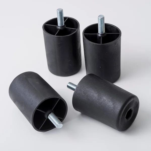 Sæt med 4 plastikfødder til sofaer og møbler - Højde 80 mm - Sorte platinfødder - Sort farve - Højde 8 cm