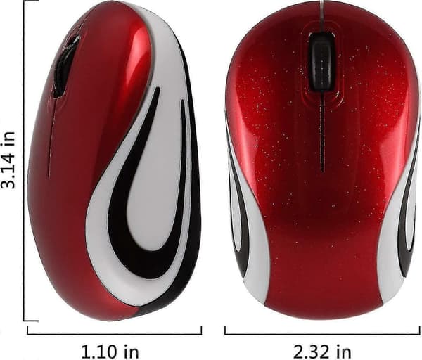 Mini trådløs mus barnestørrelse optisk bærbar med USB-mottaker rød