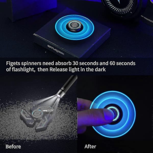 Fidget Spinners, Metall Finger Hand Spinner Leksaker Med Glödande Ljus, Aurora Grå