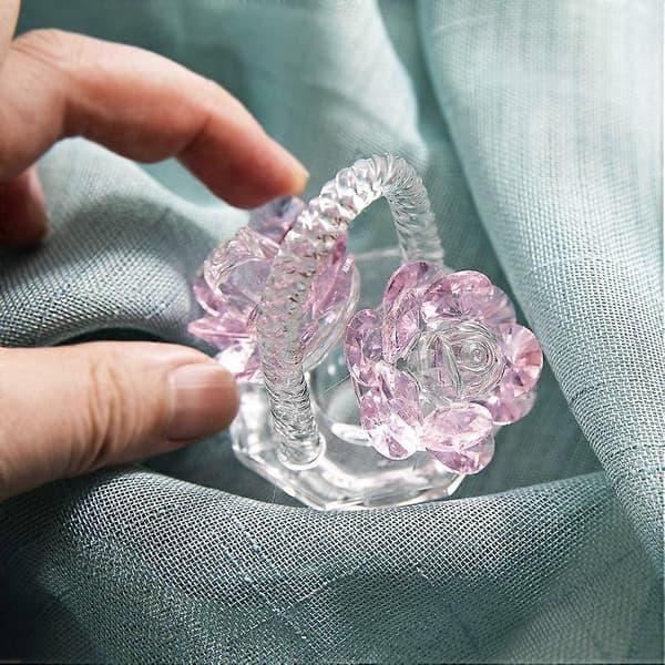 Glasprydnad Bordsdekoration Kristall Rosa Blomvas Figur Blomkorg Brevpress