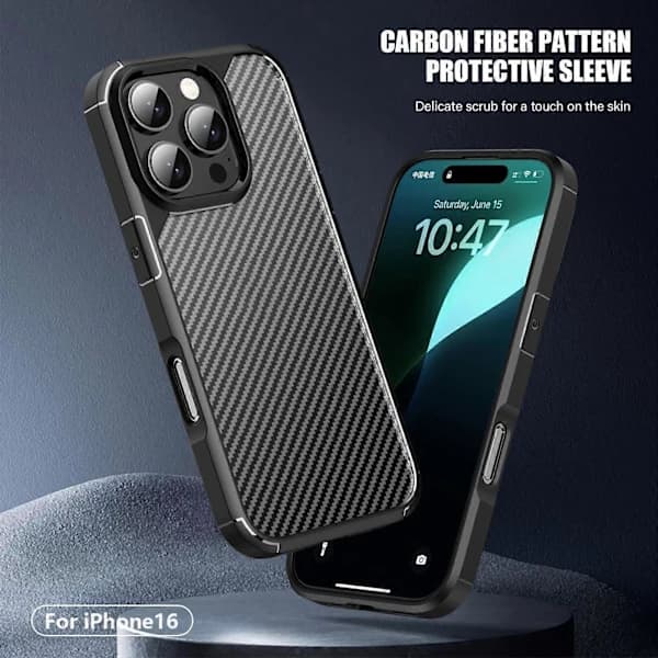 iPAKY Pioneer Series Kolfiber PC+TPU Mobilskal (För iPhone 16 Pro Max)