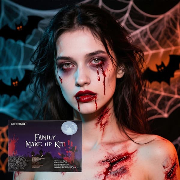 SFX Halloween Makeup Kit, Special Effects Makeup Sæt med Arvoks, Falsk Blod, Ansigtsmaling til Realistiske Sår Effekter, Cosplay & Scene 1 set