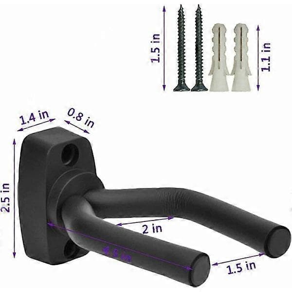 Sett med 2 veggmonterte kroker for akustisk gitar, ukulele
