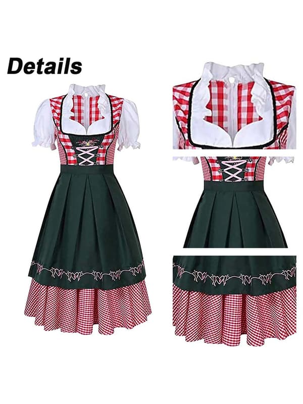 Dirndl med forklæde til Oktoberfest - Traditionel bayersk kjole til kvinder S