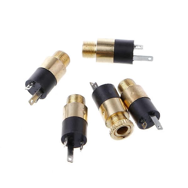 10 stk 3-pinners 1/8\" 3,5 mm stereo hodetelefonkontakt med mutterpanelmontering PJ-39 gull