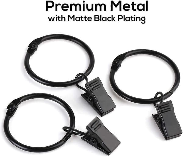 28-pack Metall Öppningsbara Gardinringar med Clips, 1,5 tum Innerdiameter