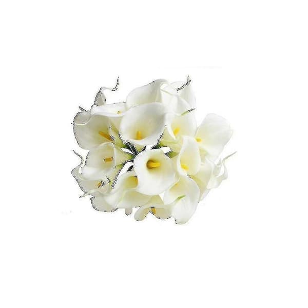 20 st vita konstgjorda Calla Liljor - \"Real Touch\" Brudbukett & Heminredning för Bröllop & Elegans