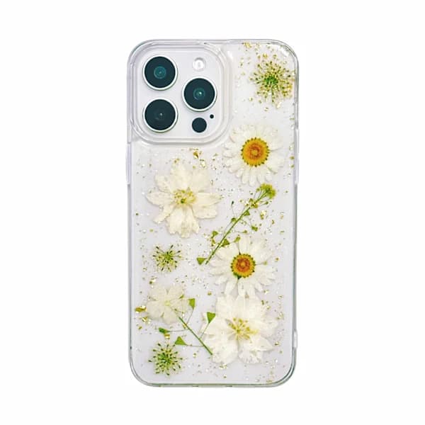 Vitt Phoenix Guldfolie Multi-Blommigt Mobilskal för Apple iPhone16E