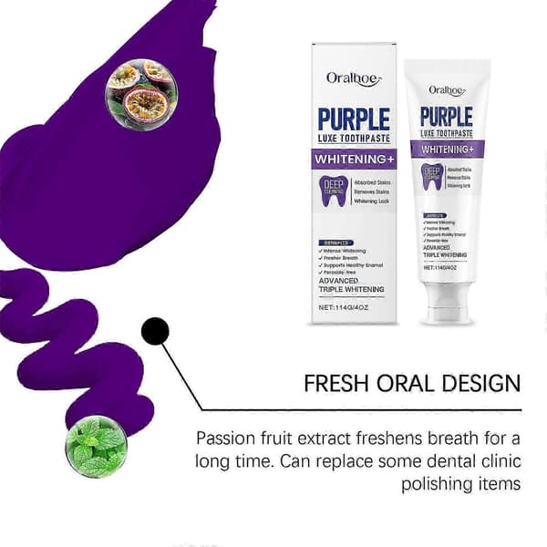 Purple Luxe Tandpasta, Multi-Effekt Rengøringssystem, Hydroxyapatit & Papayaenzym