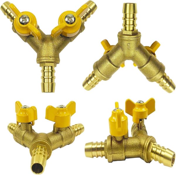 3/8\" Slangekugleventil Y-formet Messingfittings 2 Afbrydere 3-vejs Forbinder (til 11mm Slange)