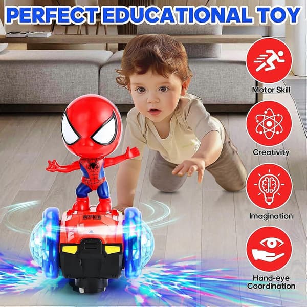 Dansende Spider-Man Robot Sensorisk Leketøy med Blinkende Lys og Musikk, Interaktive Lysende Billeker, Julebursdagsgaver til Barn Gutter Jenter