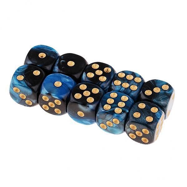 2x6-sidiga speltärningar 16 mm tärningar för brädspel och matematikundervisning blå+svart