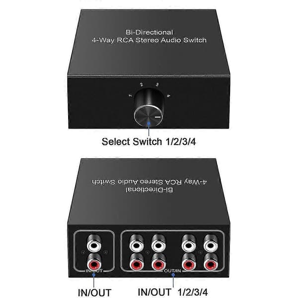Profesjonell lydbryter splitter RCA stereo switcher velgerbryterboks