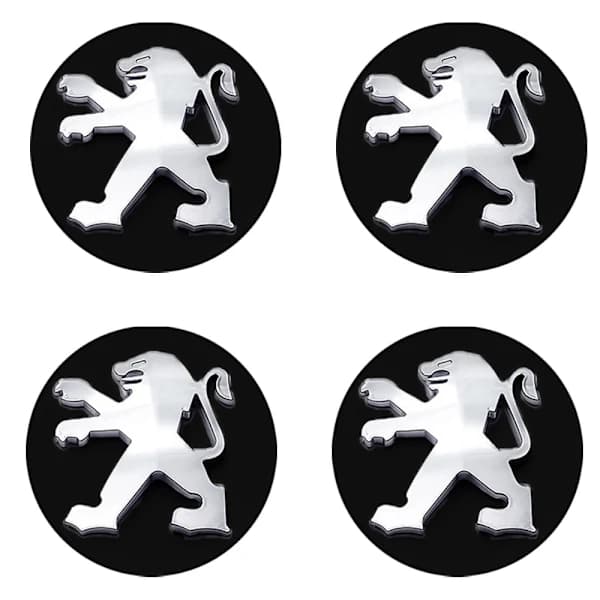 4-pak - Peugeot Centerkapsler / Fælgemblemer - Bil 75 60mm - Sort Black