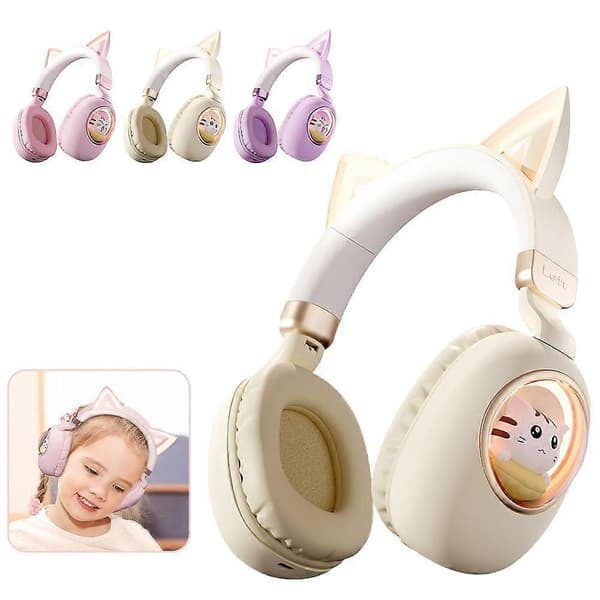 Barns katter-hörlurar - Bluetooth 5.3 over-ear brusreducerande hörlurar pink