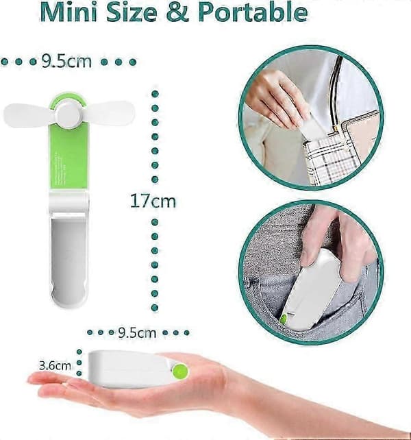 2025 Seneste Model Stille Lommeventilator, Bærbar Håndventilator Genopladelig Mini USB Ventilator